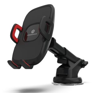 Black Windshield/ dash mount for mobile devices with telescopic arm