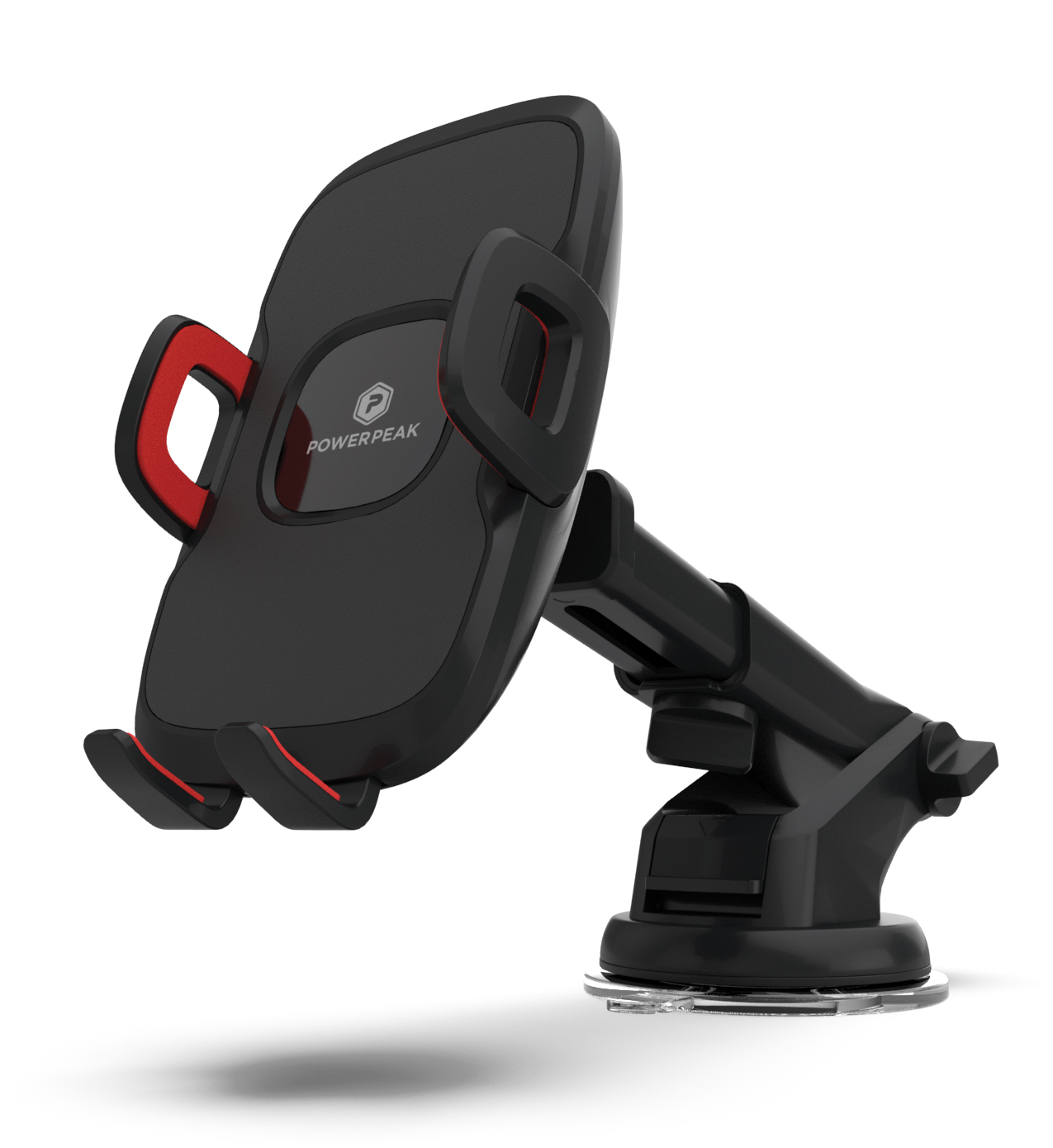 Black Windshield/ dash mount for mobile devices with telescopic arm