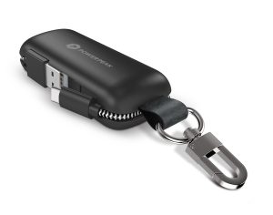 Black Ultra-portable Clip-on Charger with Integrated USB-C Cable