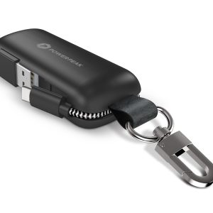 Black Ultra-portable Clip-on Charger with Integrated USB-C Cable