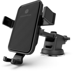 Black Windshield/ dash and Vent Car Mount for mobile devices with telescopic arm