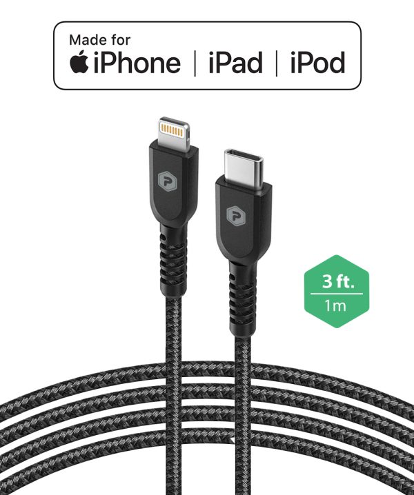 Black USB-C to Lightning 3ft Fast Charge Cable
