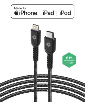 Black USB-C to Lightning 6ft Fast Charge Cable