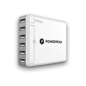 White Adaptive Fast Charge with 6 Port USB Charger