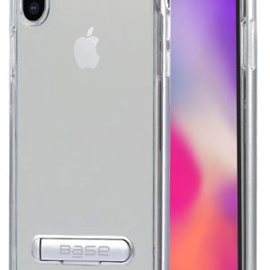Clear case protector with silver edges and aluminum Kickstand for iPhone X Max cell phones