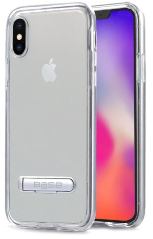 Clear case protector with silver edges and aluminum Kickstand for iPhone X Max cell phones