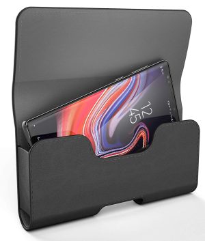 Size 1 Black Slim Pouch Case with Strap Holder for Cell Phones