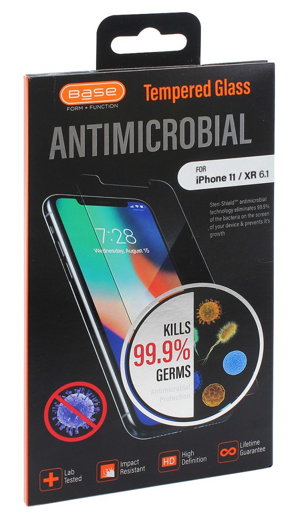 Anti-microbial tempered Glass Screen Protector for iPhone XR / 11 cell phones