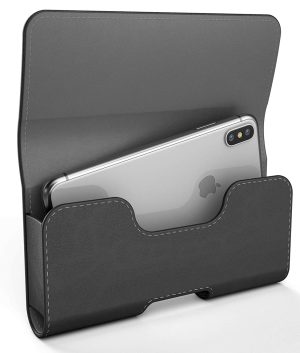 Size 2 Black Slim Pouch Case with Strap Holder for Cell Phones