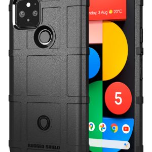 Black case protective with geometric design for Google Pixel 5 cell phones