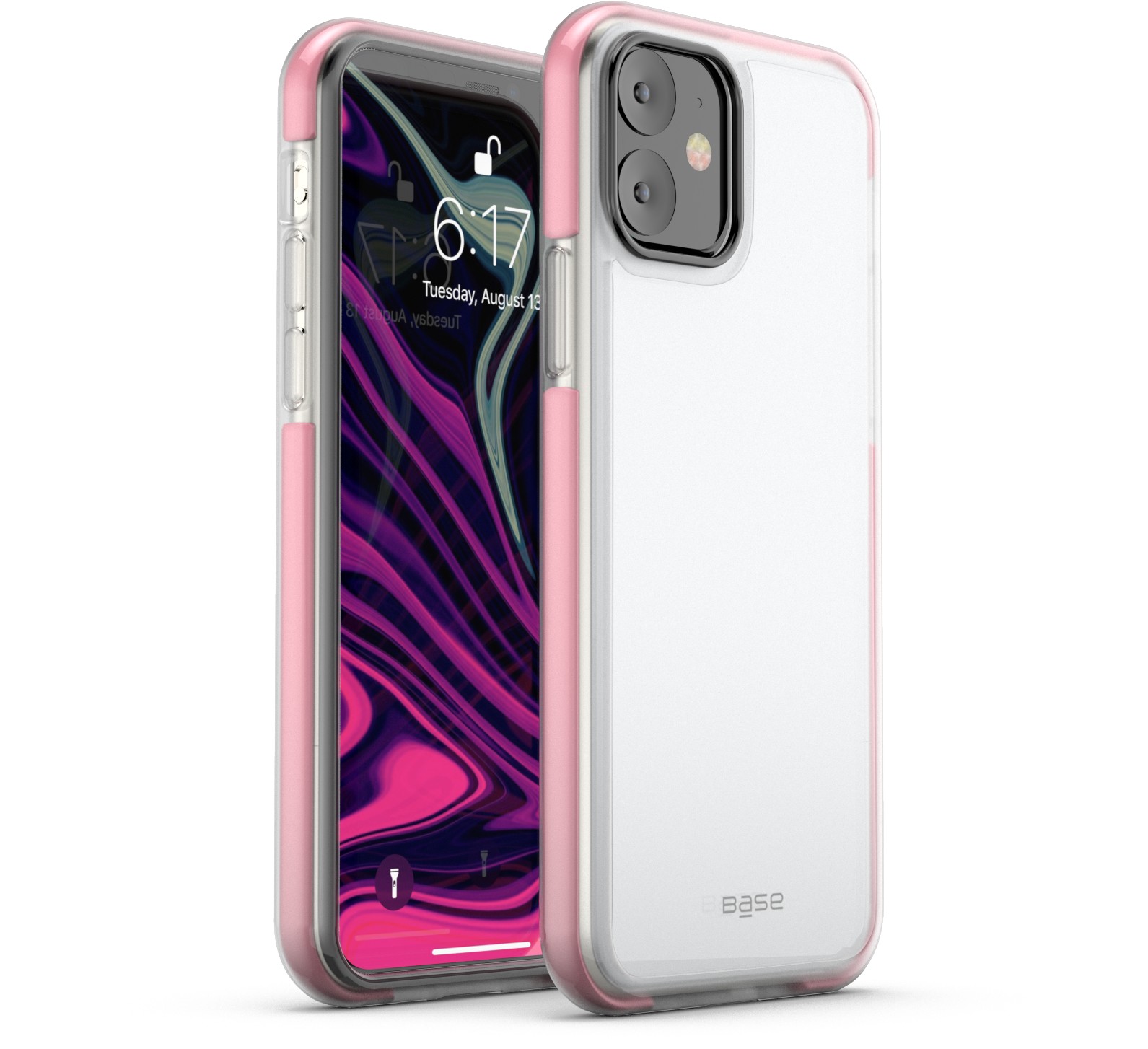 Clear case protector with pink edges For iPhone 11 cell phones