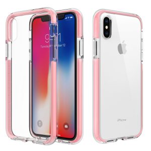 Clear case protective with pink edges for iPhone X cell phones