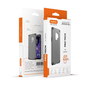 Gray thin rugged case protector with beveled edge for Galaxy S9 cell phones
