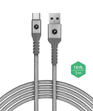 Silver USB-A to USB-C 10ft Fast Charge Cable