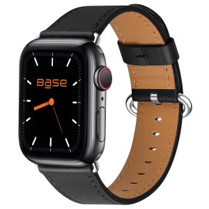 Black leather band for apple watch for Series 1/2/3/4/5/6/7/SE - Small (38/40/41mm)