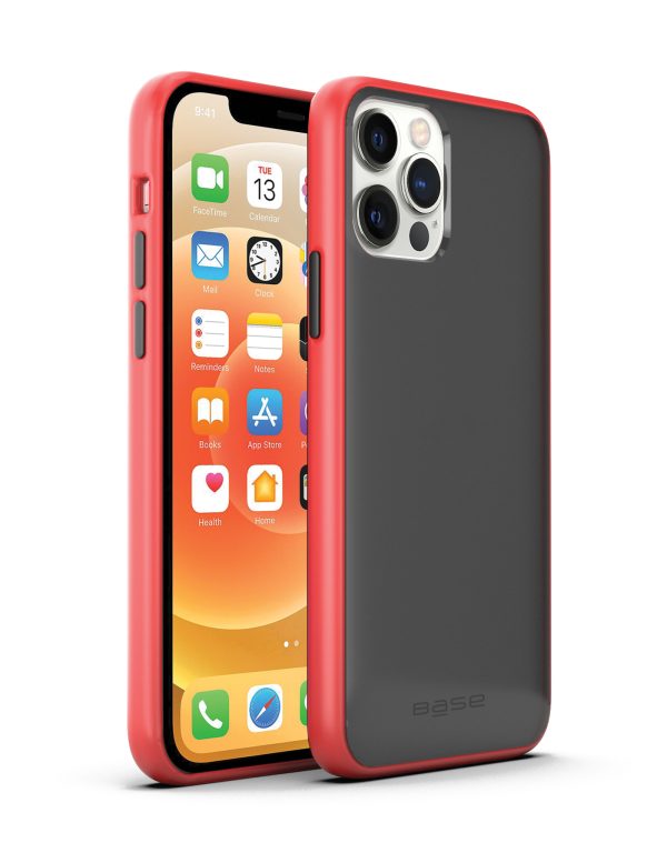 Clear/black slim protective case with red edges for iPhone 12 / iPhone 12 Pro cell phones