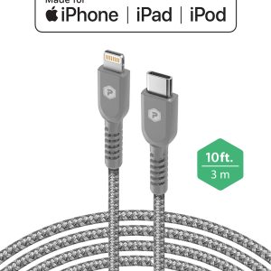 Silver USB-C to Lightning 10ft Fast Charge Cable