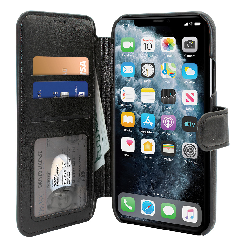 Black wallet protective case for iPhone 13 Pro Max cell phones