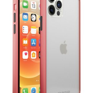 clear protective case with coral edges for iPhone 13 Pro Max cell phone