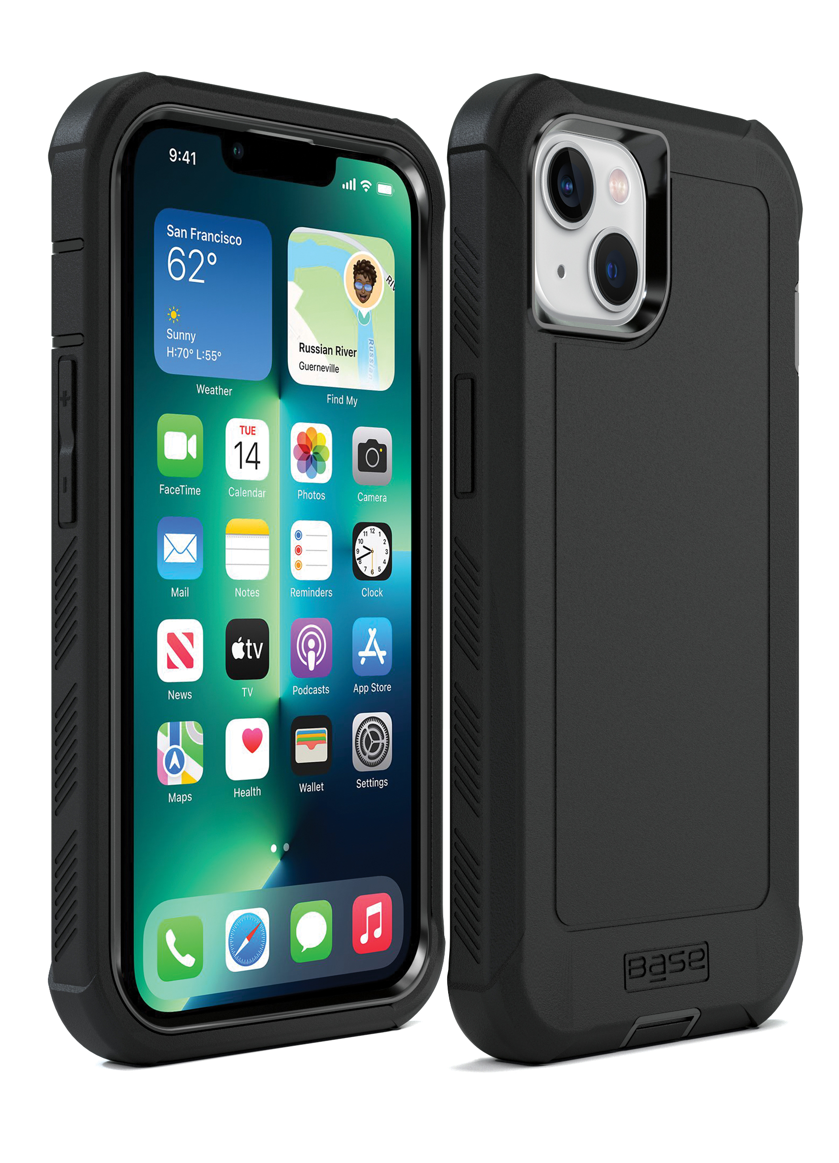 Black rugged protective case for iPhone 13 cell phones