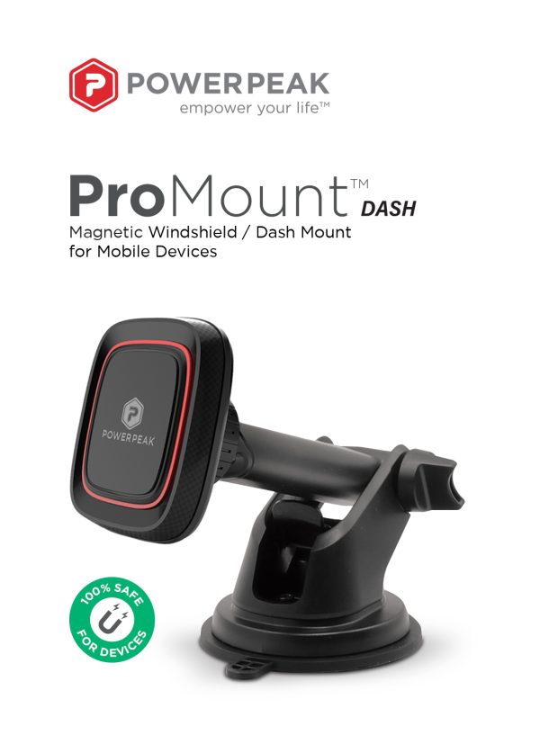 Black Magnetic Windshield/ dash car mount for mobile devices with telescopic arm