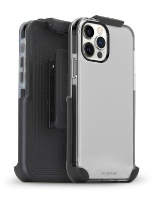 Clear slim dual protective case with black edges and 180 degree strap holder for iPhone 13 cell phones