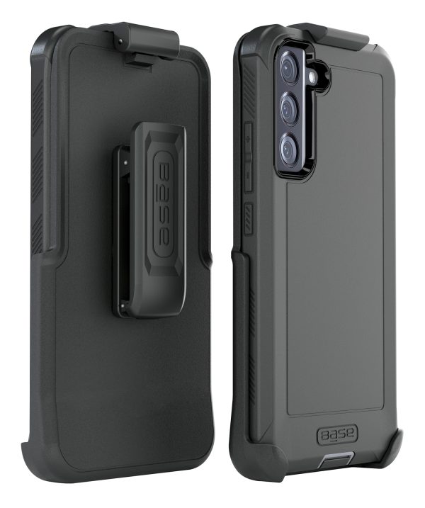 Two-piece black resistant case with strap holder for Samsung S22 cell phone