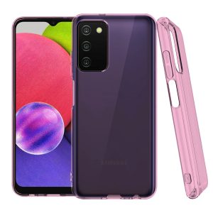 Slim glimmering pink transparent protective case for Samsung Galaxy A03s cell phone