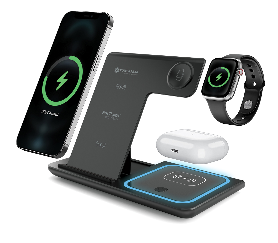 Charging station for phone, smart watch and earbuds